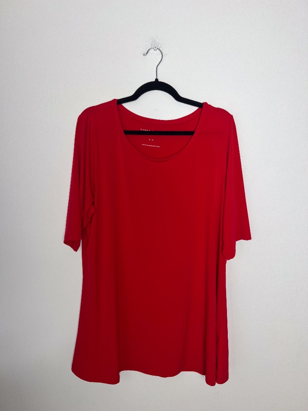 Susan Graver Modern Essentials Red Liquid Knit Scoop Neck Tunic Top XL Office